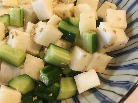 切って入れて混ぜるだけ!キュウリと山芋の和え物